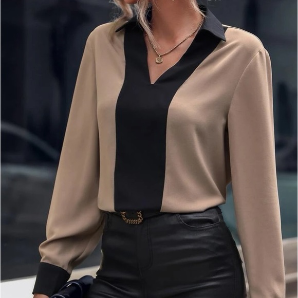 Two Tone Collared Blouse - Picture 4 of 15